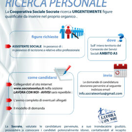 AVVISO RICERCA PERSONALE URGENTE : Assistente Sociale  – CONSORZIO DEI SERVIZI SOCIALI AMBITO A/5